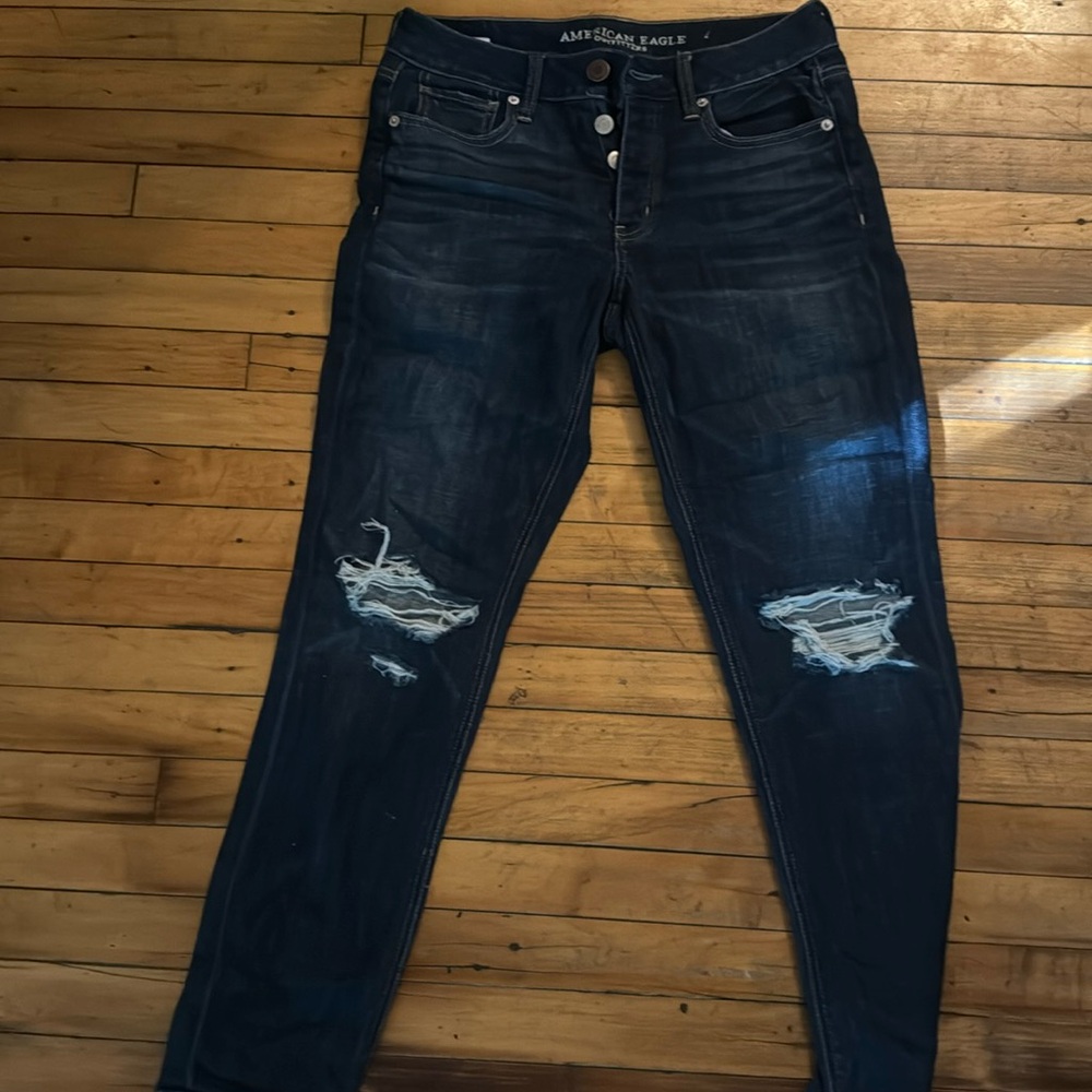 American eagle button fly distressed jeans size 4